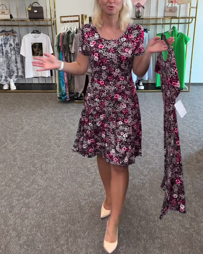 Kjole Stilfuld Slank Talje Trykt