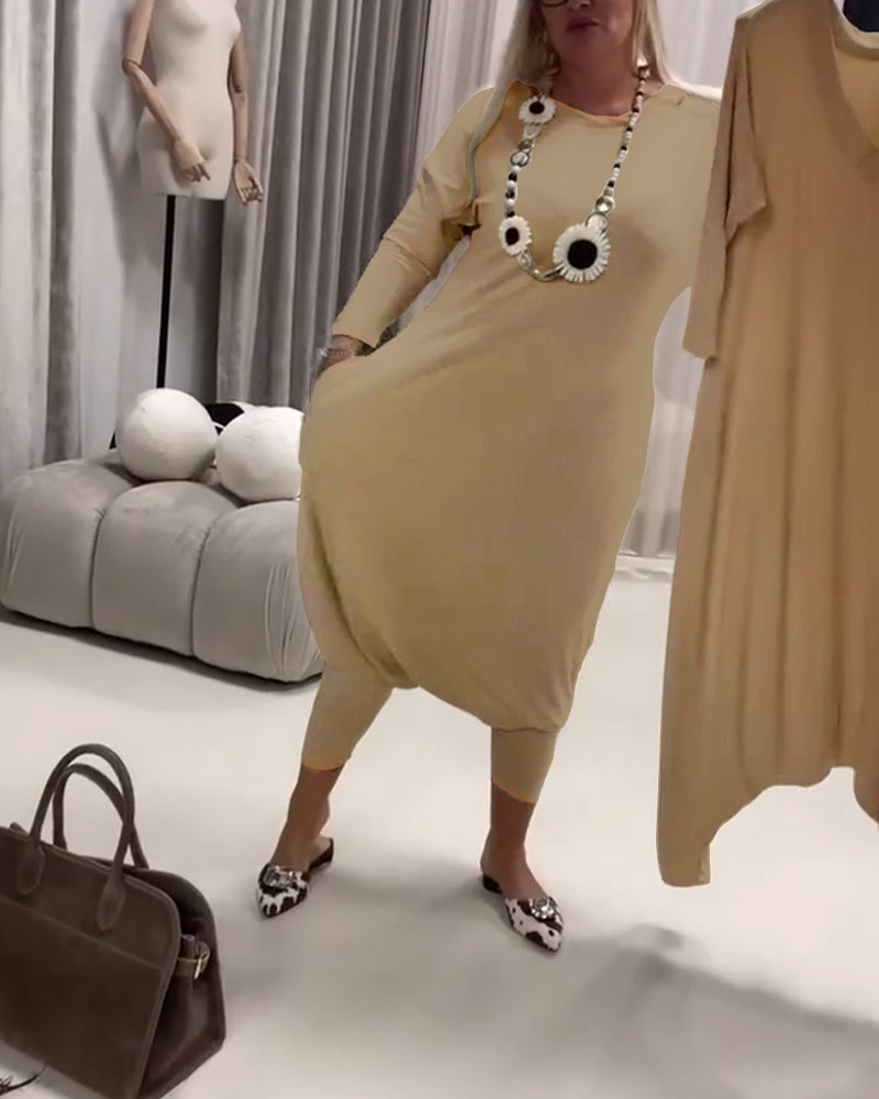 Jumpsuit Ensfarvet Langærmet Afslappet