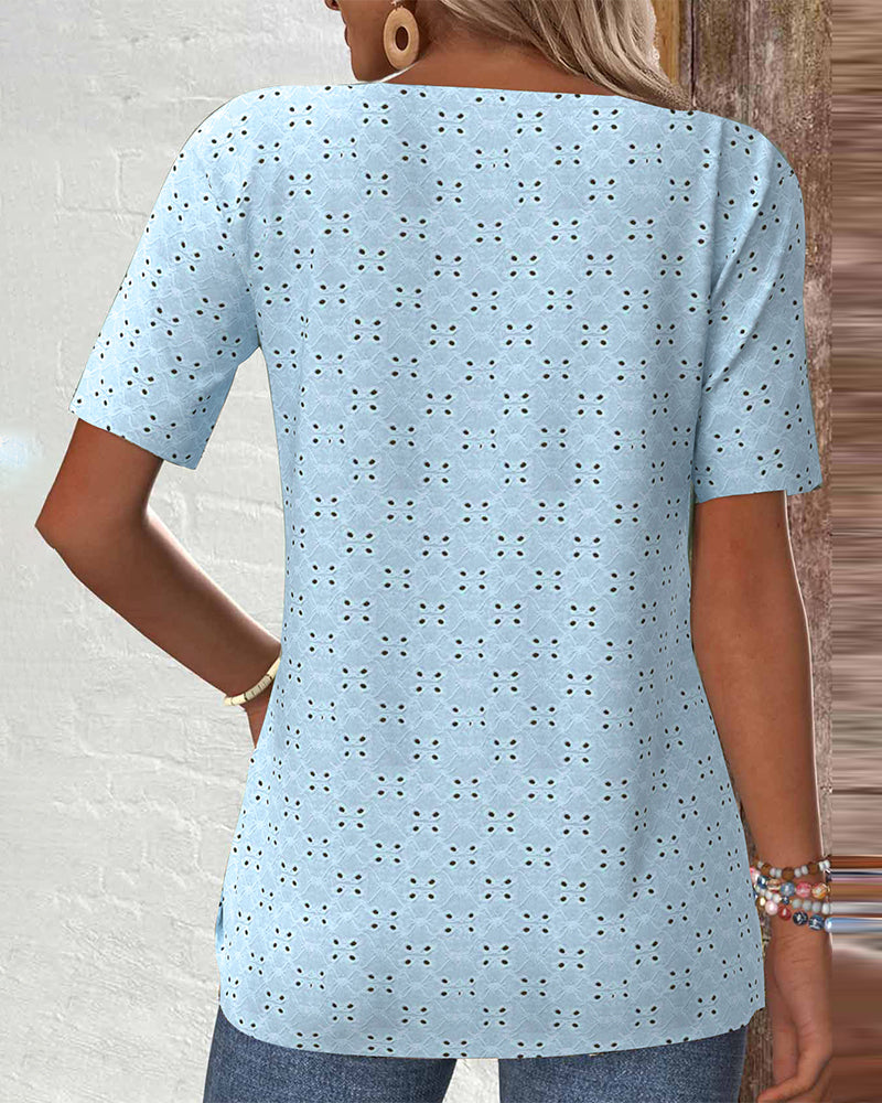 Bluse Casual Ensfarvet Hul