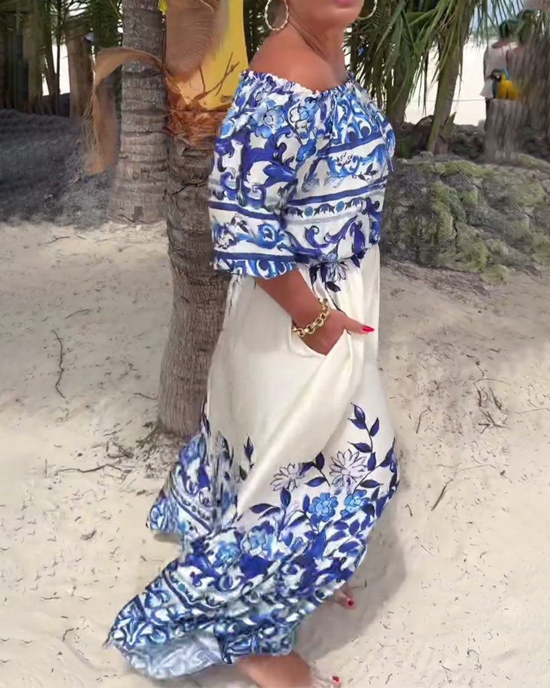 Kjole Off-Shoulder Trykt Resort