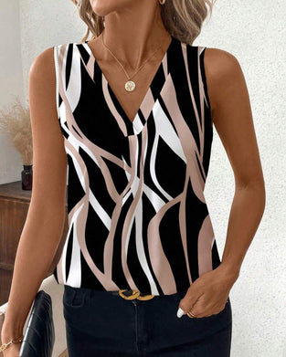 Vest V-hals Blomster Ærmeløs