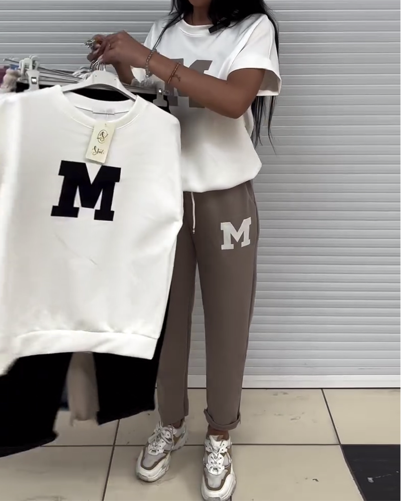 Sæt Modet Trykt Afslappet Todelt