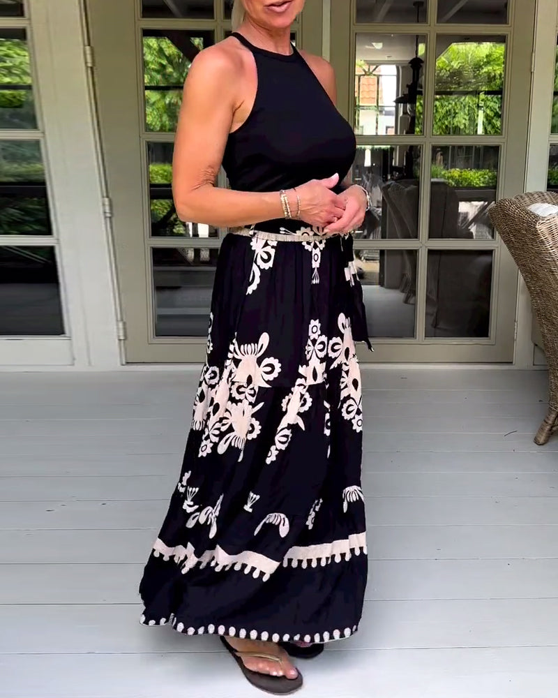 Elegant nederdel med print