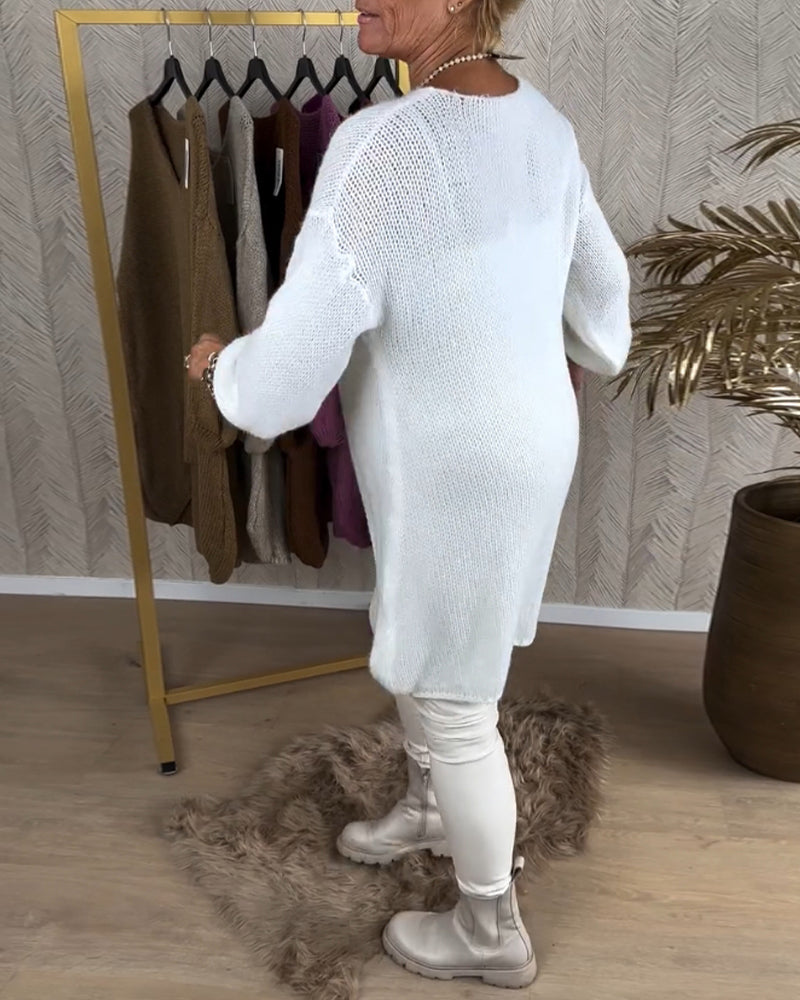 Uregelmæssig ensfarvet sweater