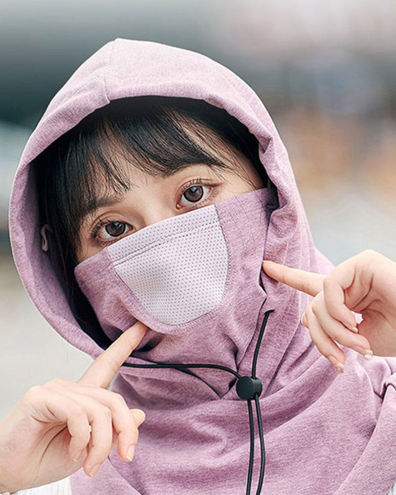 Hættemaske med halsvarmer til cykling