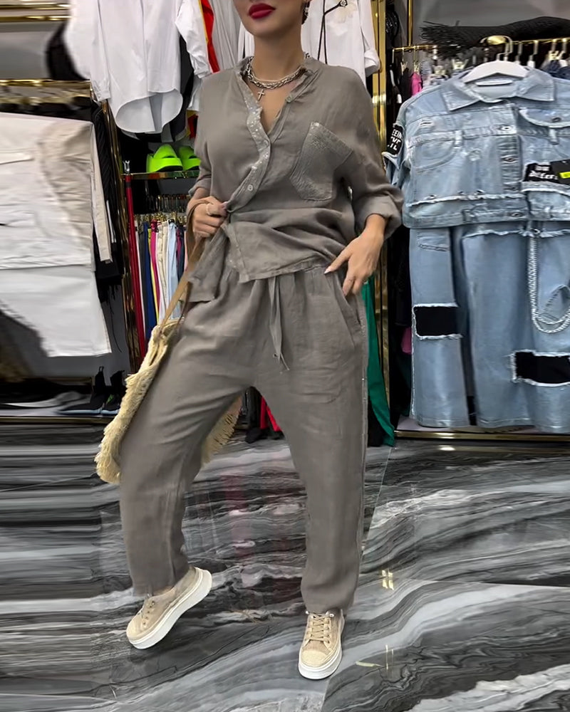 Jakkesæt Ståkrave Lomme Afslappet