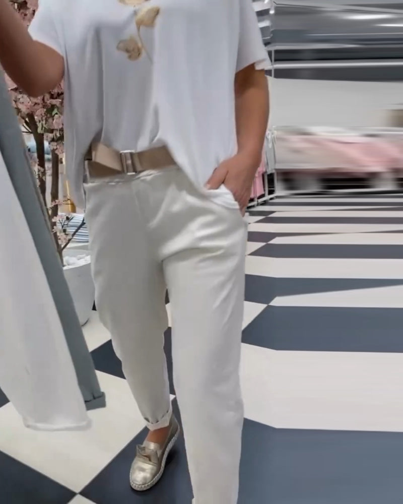 Bukser i ren farve og casual stil