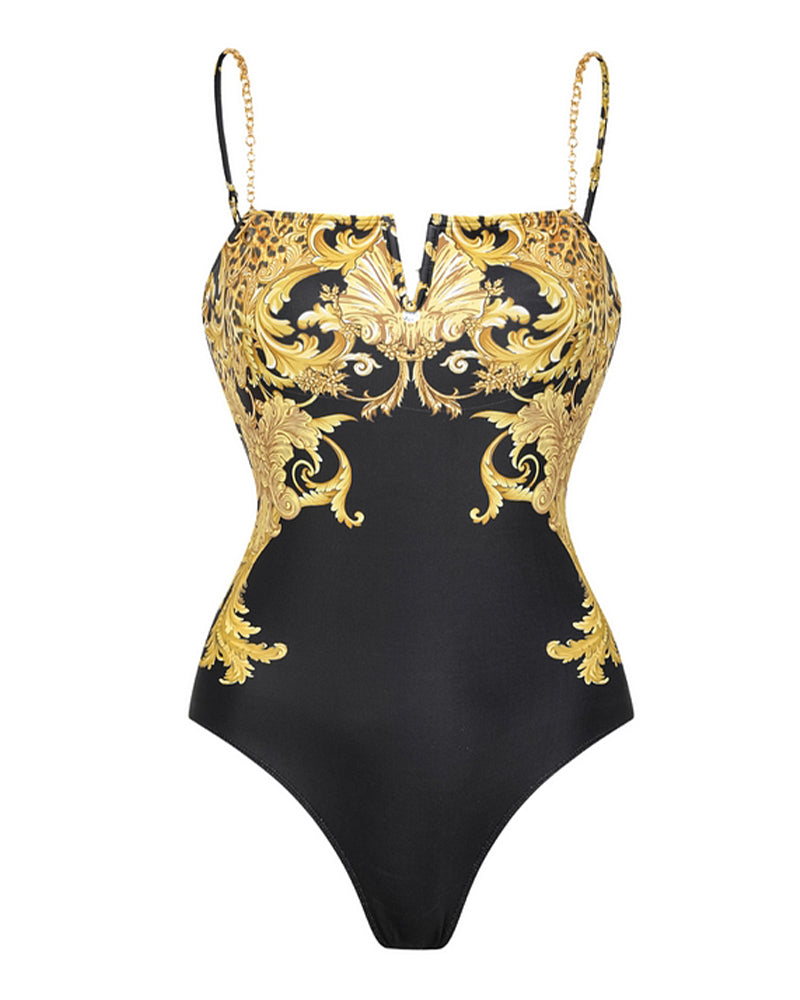 Badedragt Vintage Printed Mesh Solbeskyttelse