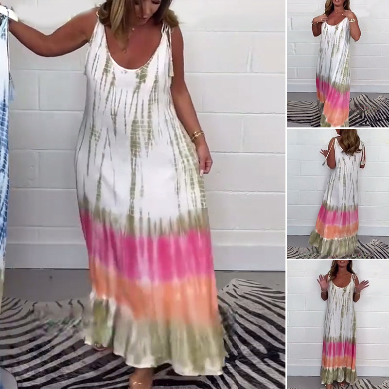 Kjole Kontrastfarve Print Halterneck