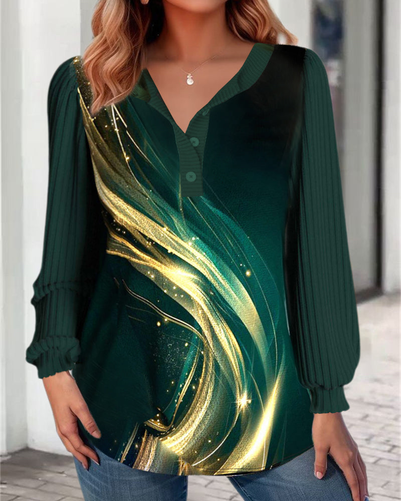 Top afslappet tryk med lange ærmer