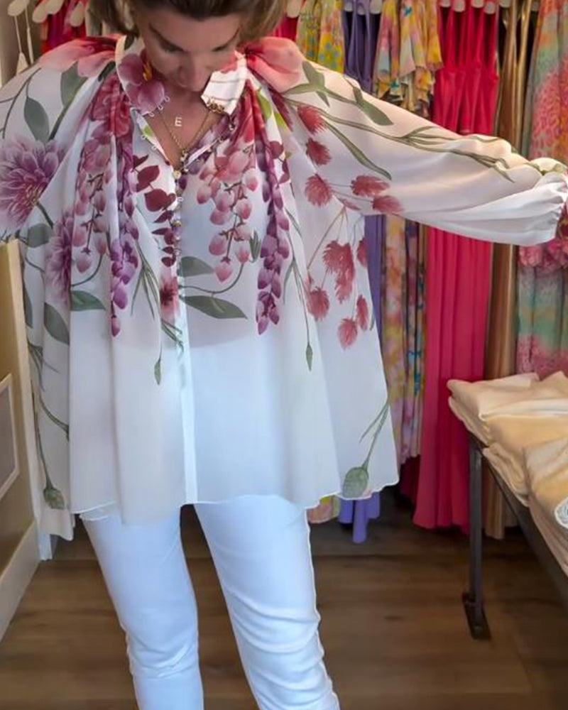 Bluse Lanterneærme Casual Printet