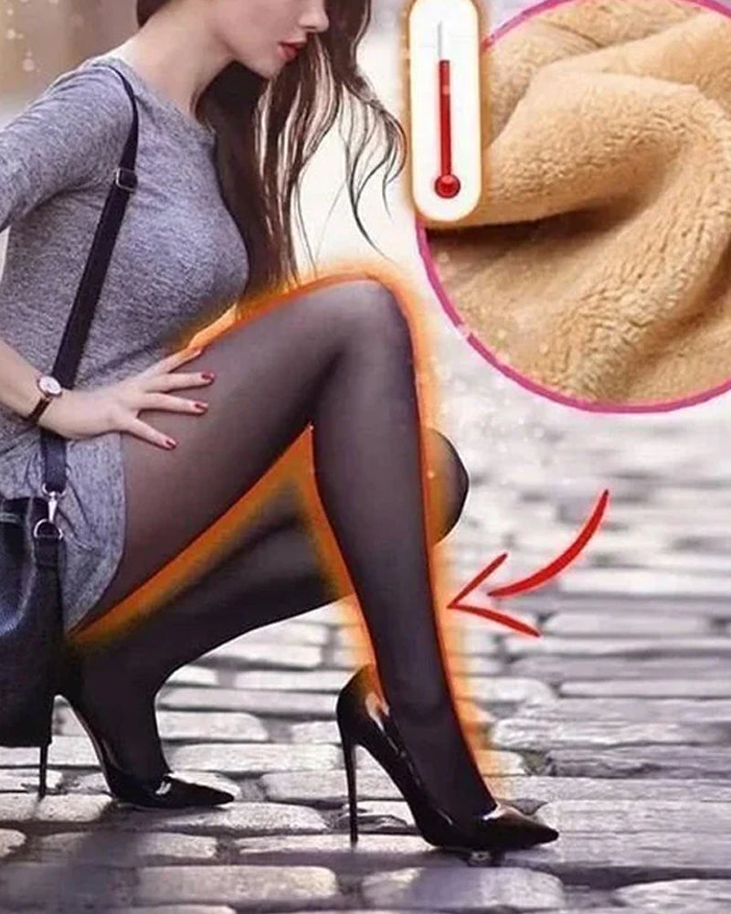 Gennemsigtige, varme plysforede elastiske tights
