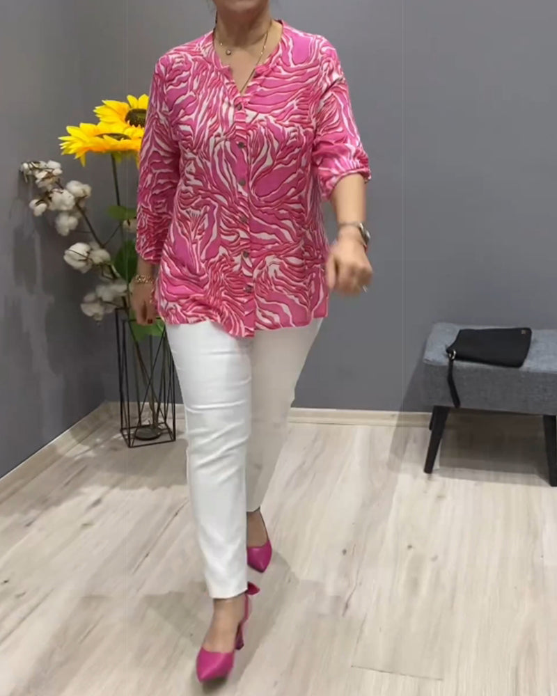 Langærmet skjorte med print