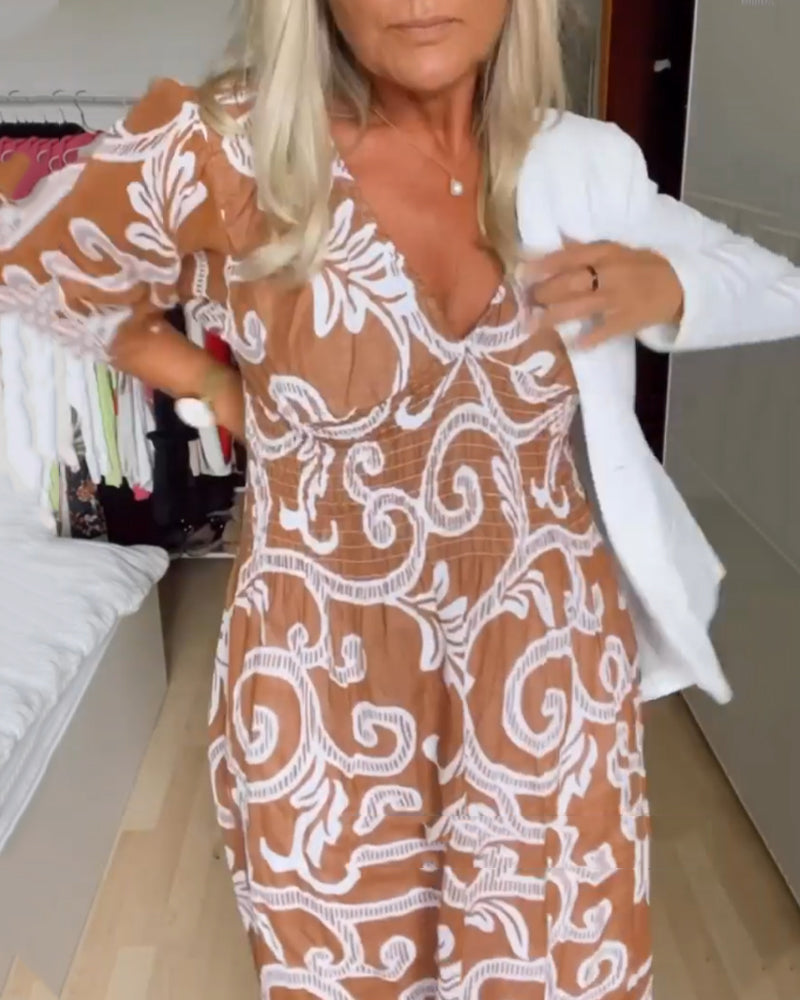 Casual kjole med print i A-linje