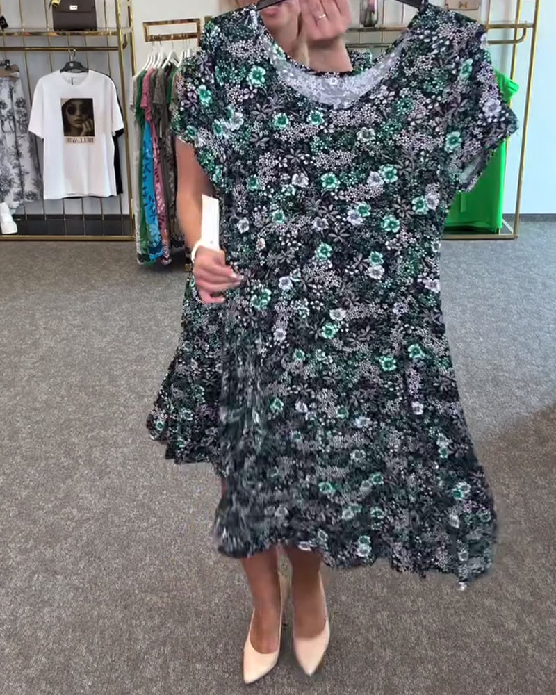 Kjole Stilfuld Slank Talje Trykt