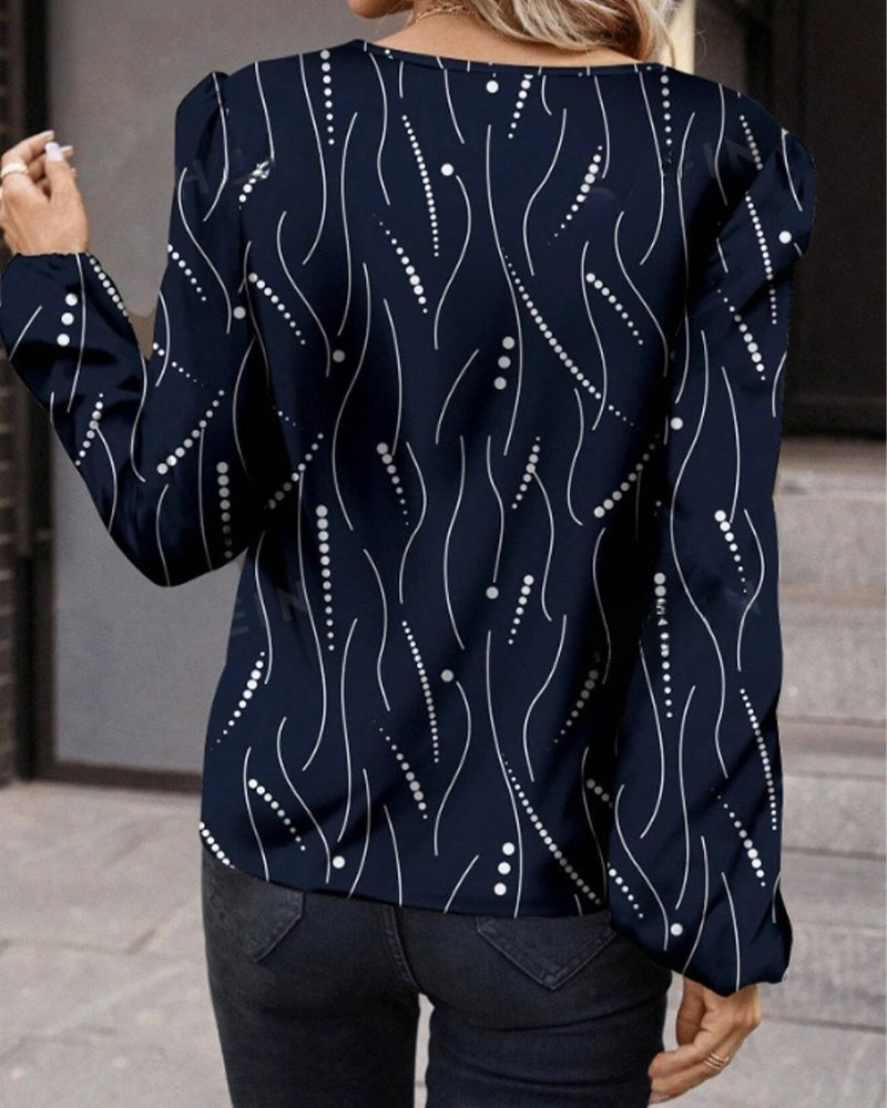 Langærmet bluse med print