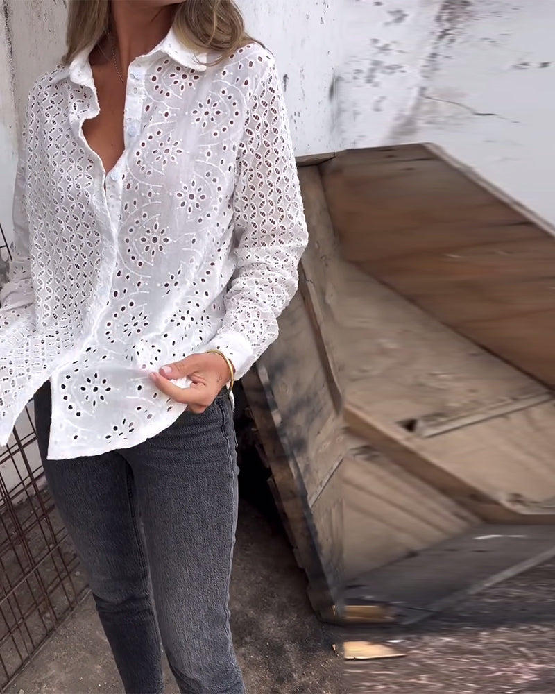 Skjorte Langærmet Flip Udskåret