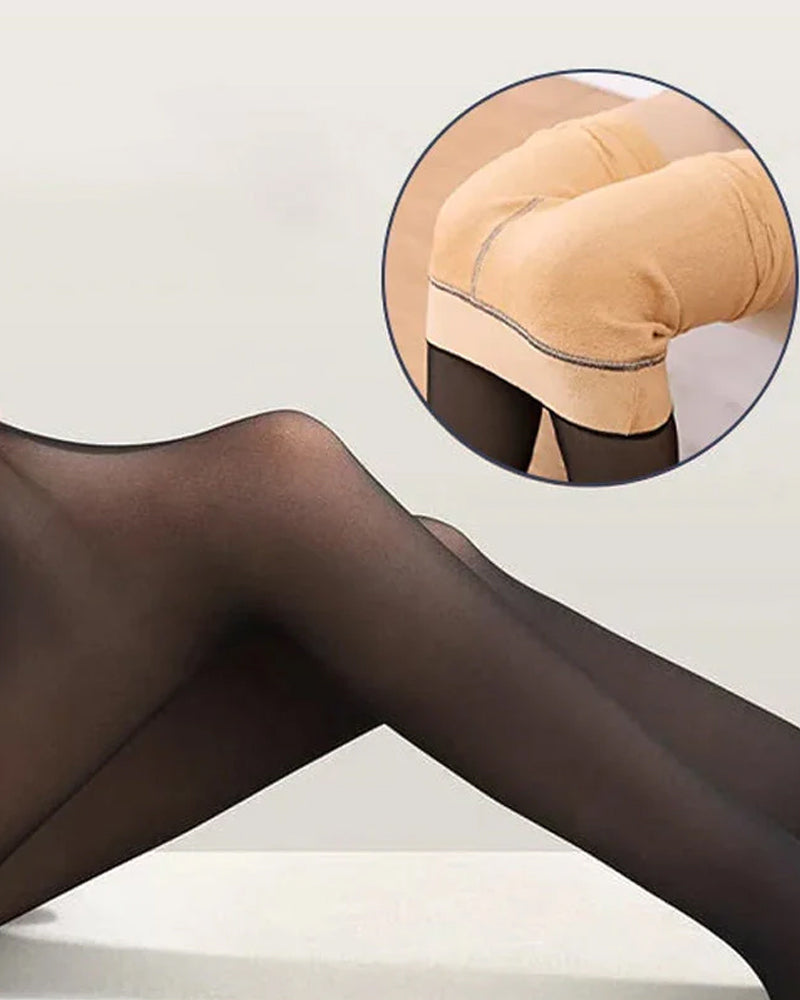 Gennemsigtige, varme plysforede elastiske tights