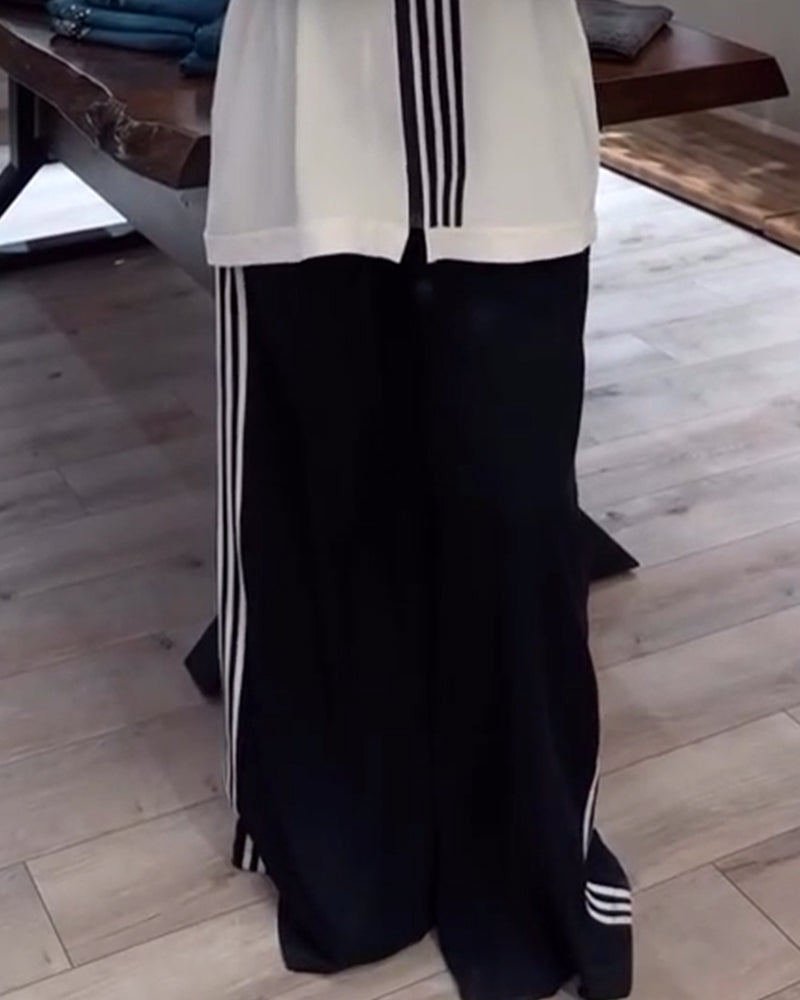 To-delt sæt | Hættetrøje og bukser med kontrasterende striber