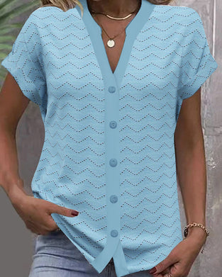 T-shirt V-hals Hul Korte Ærmer