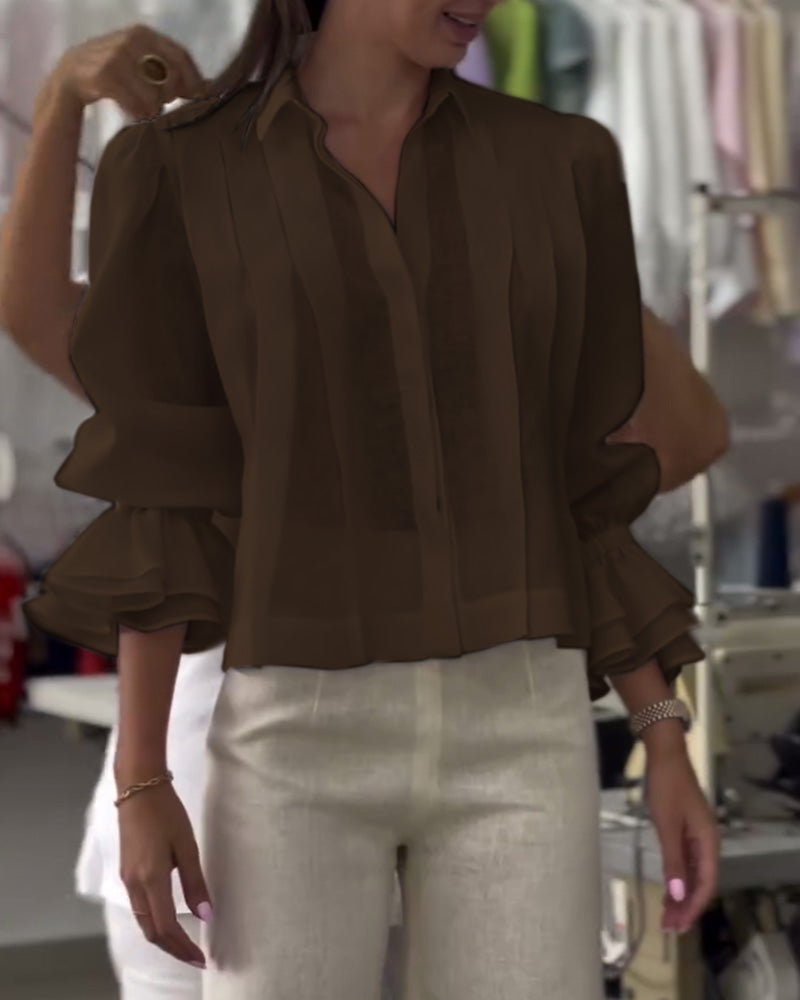 Bluse Puffærme Ruffle