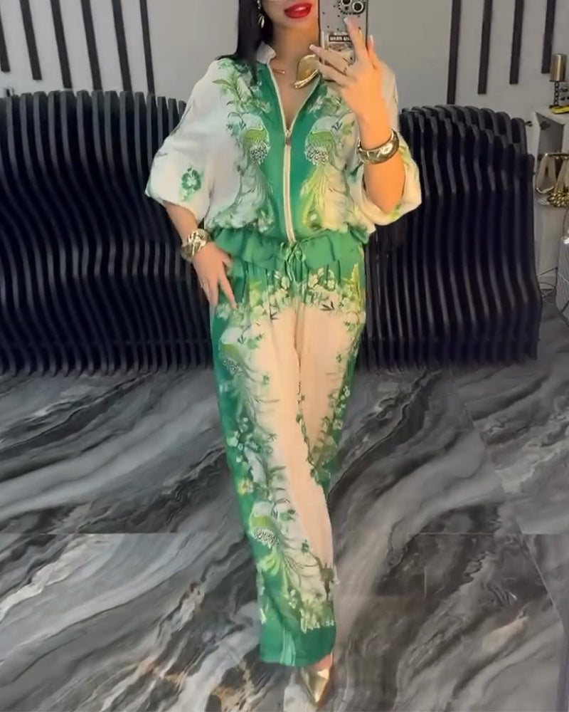 Bredbenet Jakkesæt Temperament Stående Krave Lynlås