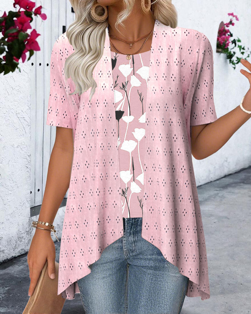 Bluse Falsk To-delt Trykt