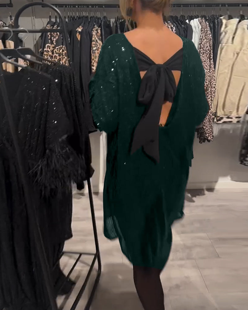 Kjole Elegant Backless Strappy Sequin