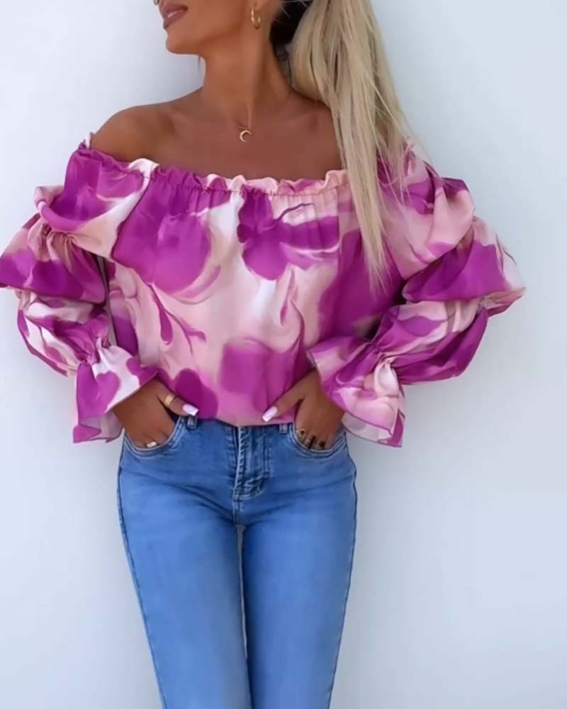 Farverig off-shoulder top