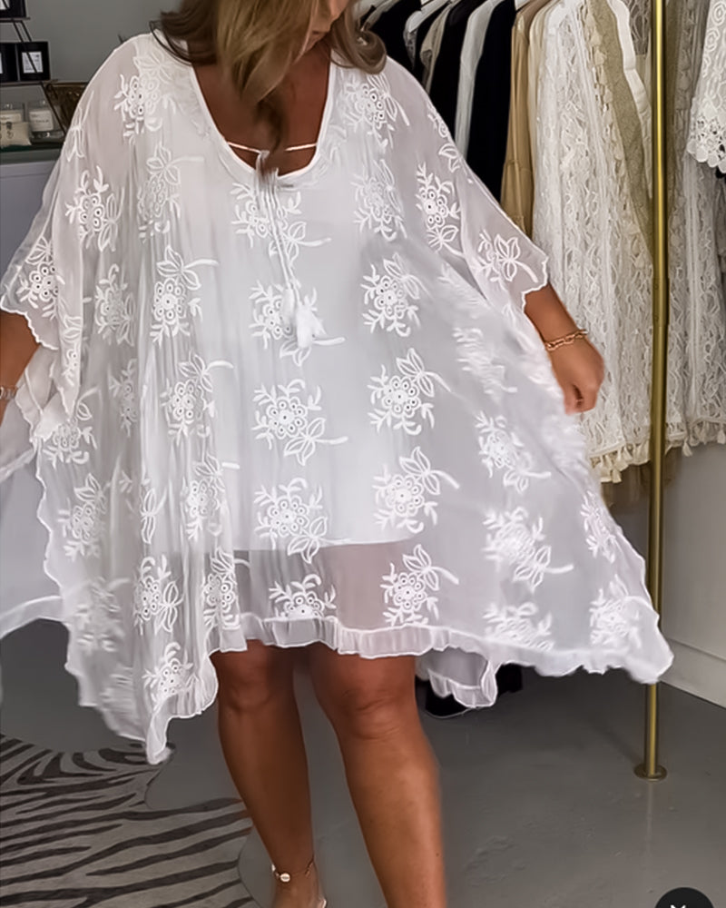 Løs kjole i ensfarvet