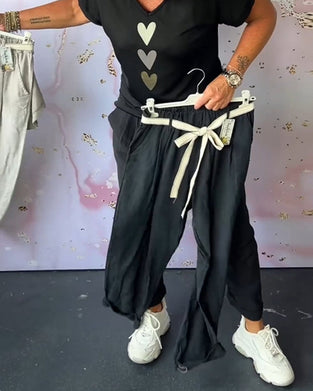 Ensfarvede loungewear bukser med elastisk talje