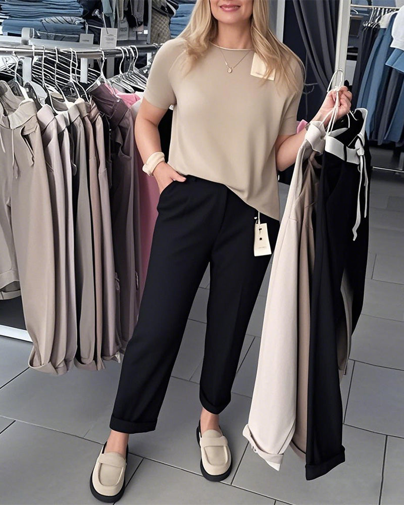 Bukser Ensfarvet Afslappet Lige