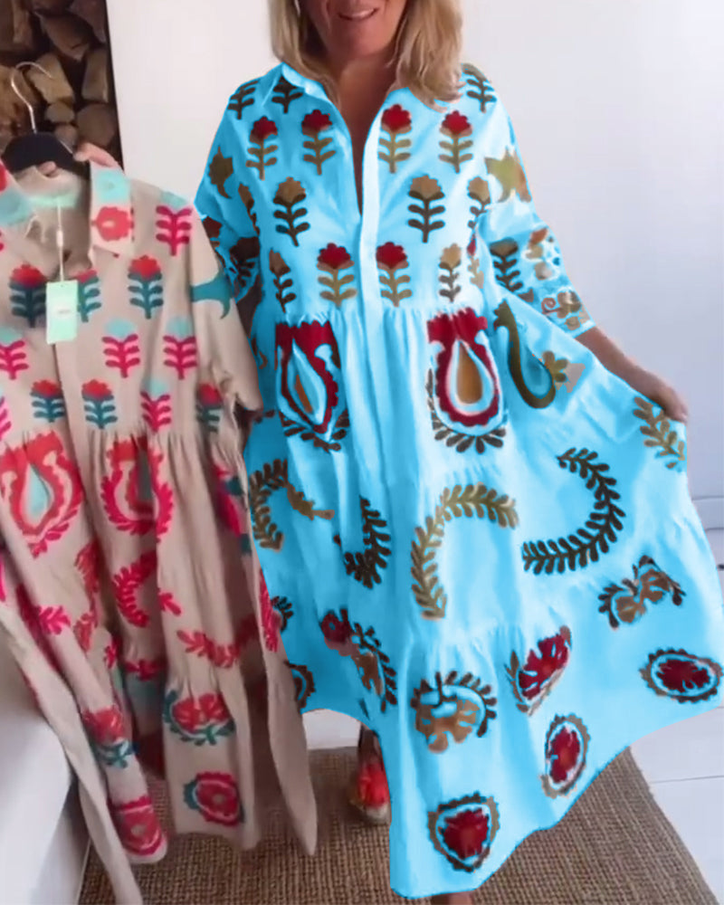 Kjole Blomstret Grafisk Print