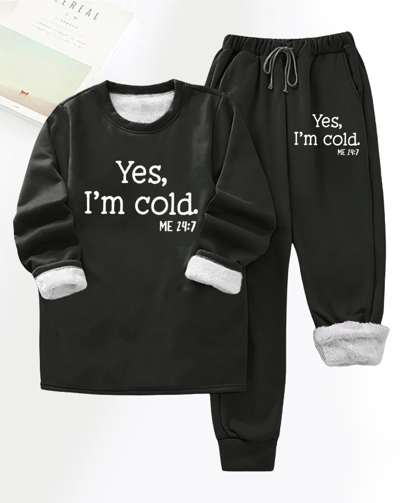 Fleeceforede fritidsbukser med skrift