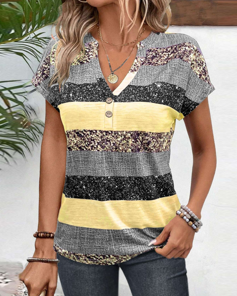 Farveblokmønstret T-shirt