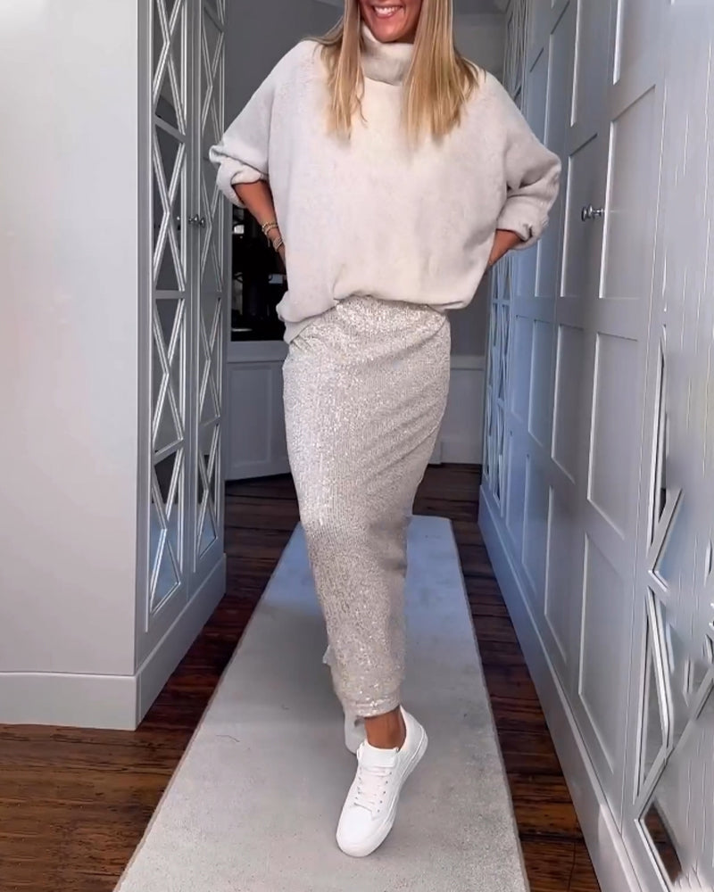 Ensfarvet enkel nederdel