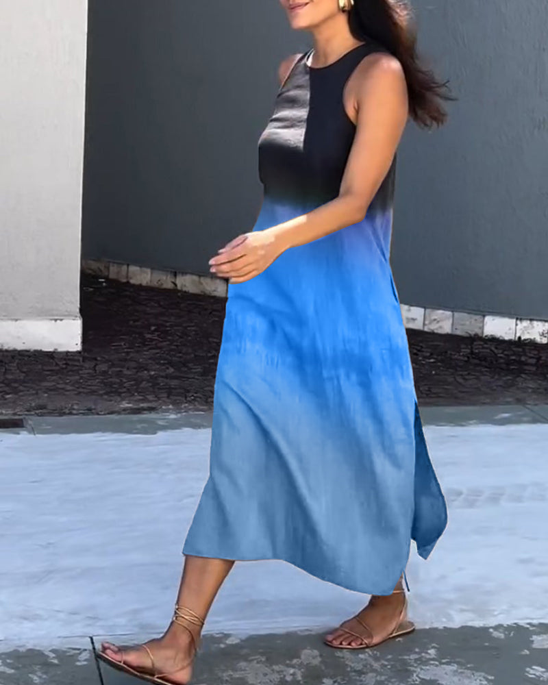 Kjole uden ærmer med gradientfarveskema