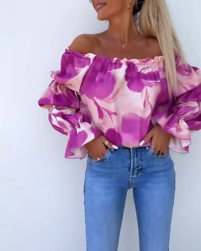 Farverig off-shoulder top