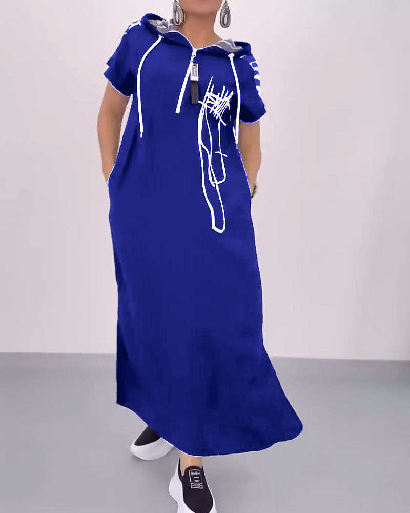 Kjole Halv-zip Løs Kontrast