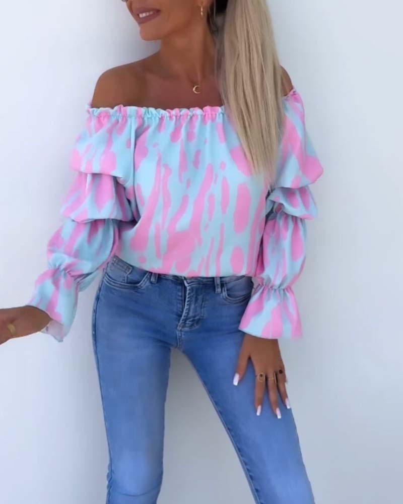 Farverig off-shoulder top