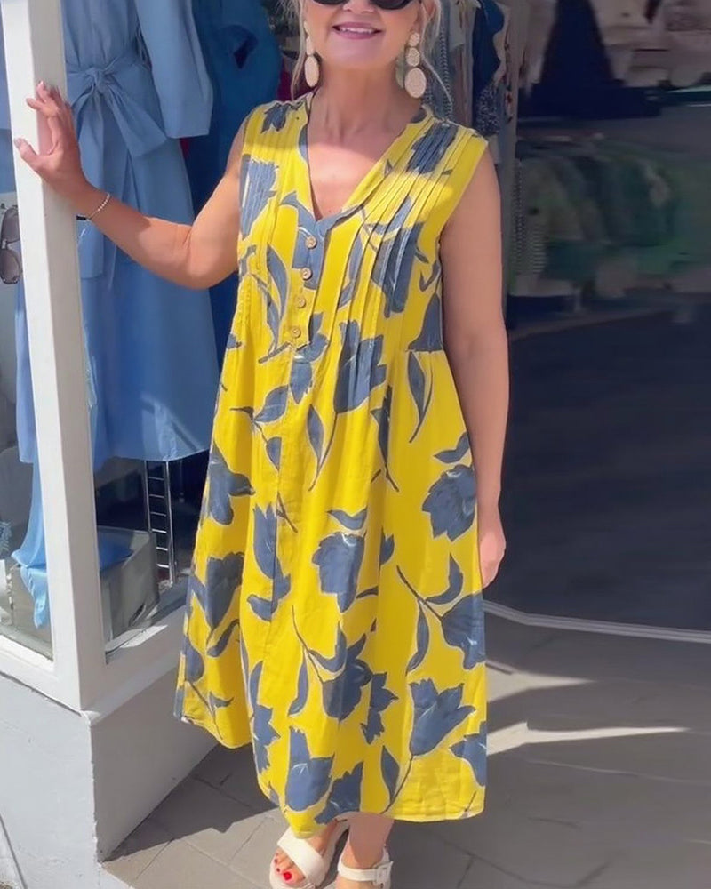 Kjole V-Hals Ærmeløs Trykt