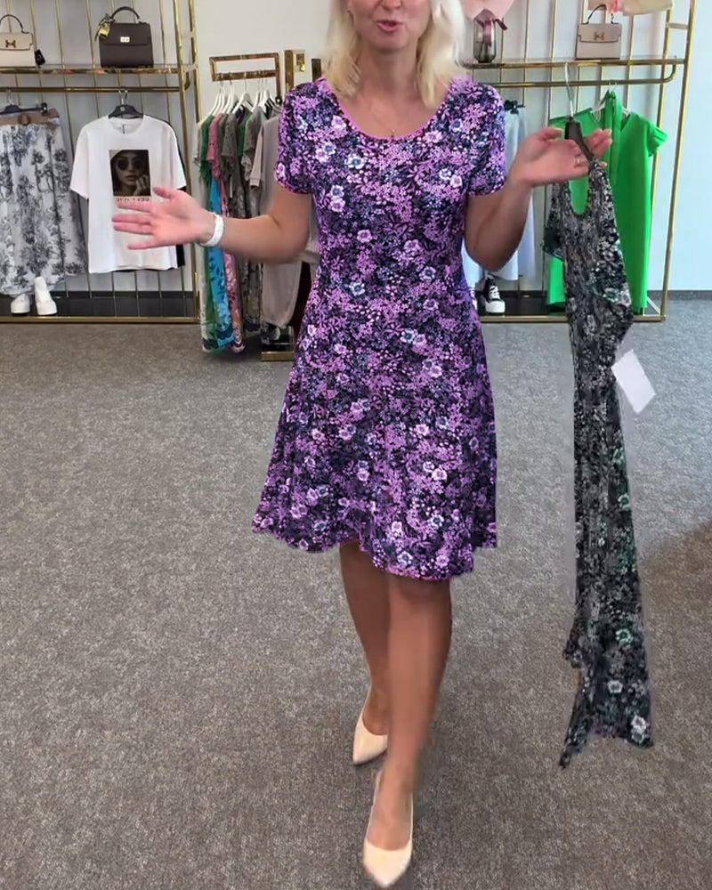 Kjole Stilfuld Slank Talje Trykt