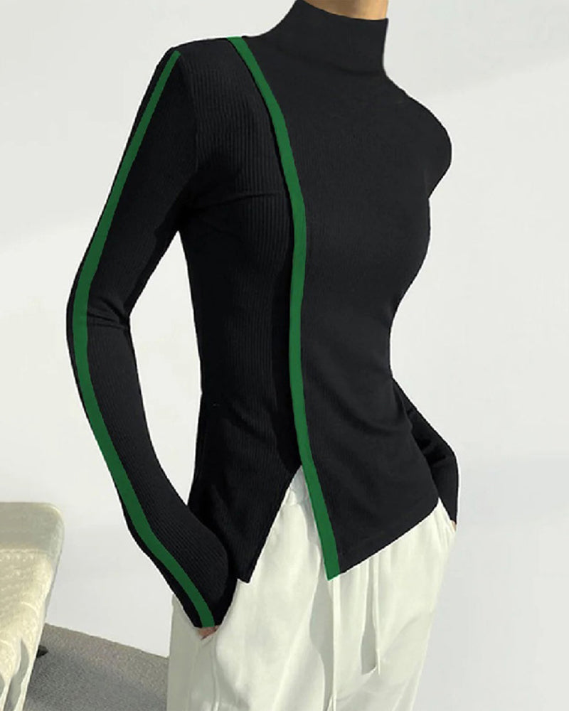 Turtleneck med grøn stribe