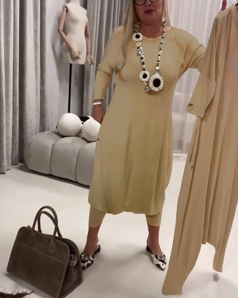 Jumpsuit Ensfarvet Langærmet Afslappet