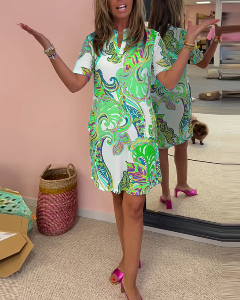 Shift kjole med print