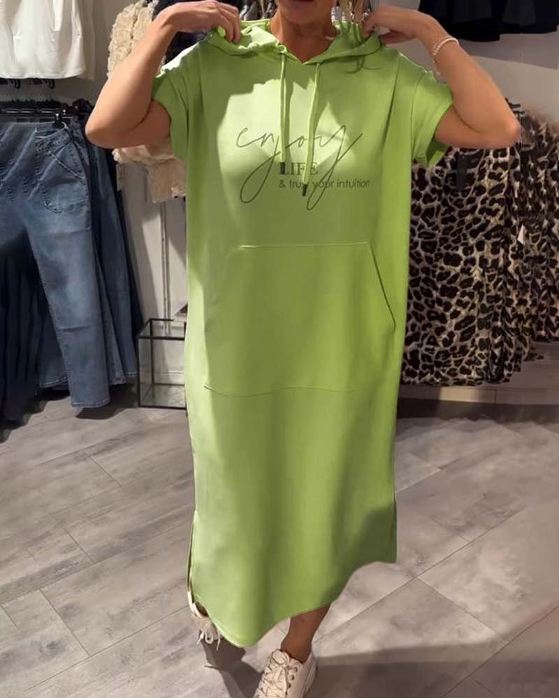 Kjole Med Hætte Afslappet Snørebånd