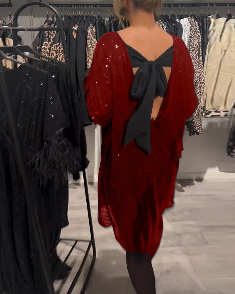 Kjole Elegant Backless Strappy Sequin