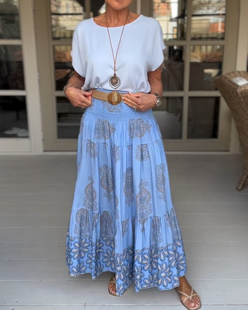 Pink T-shirt med rund hals