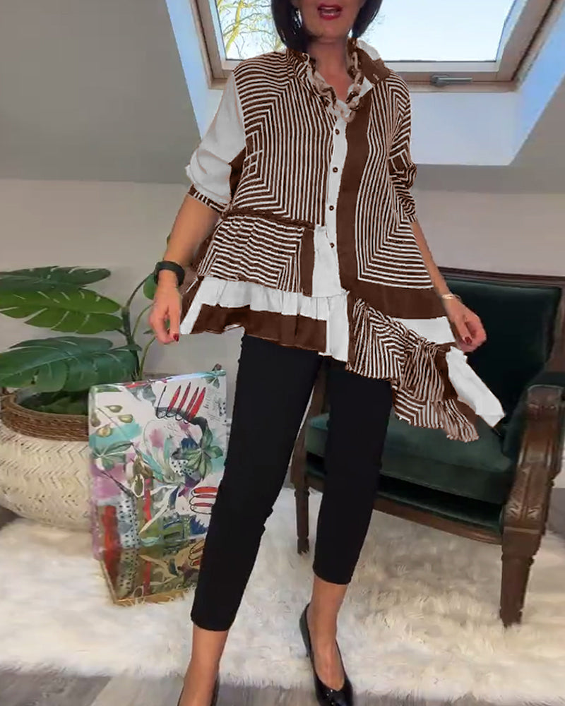 Patchworkskjorte i uregelmæssig stil