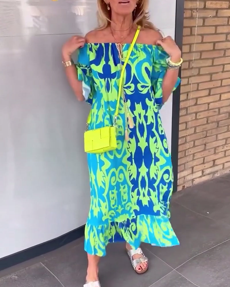 Kjole Klokkeærme Ferietryk